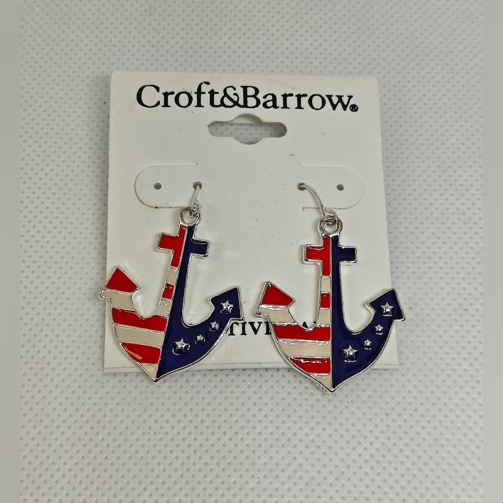 NWT Croft & Barrow U.S Flag Anchor Earrings